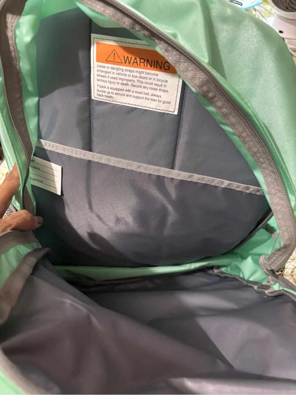 L.L. Bean Deluxe 37L Mint Green Water ProofLightweight Reflect Backpack NWT